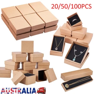 Small Jewellery Gift Boxes Necklace Ring Bracelet Earring Cardboard Box Kraft AU - Picture 1 of 11
