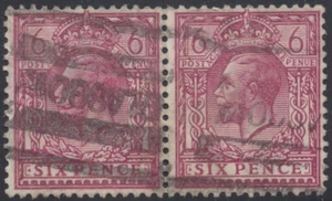 GB GV. SG385. Pair 6d. Perf 14. deep reddish purple. Fine Used. Cat £220. H55 - Picture 1 of 2