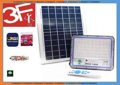 3F Faro Led Esterno con Pannello Solare, Faro a Led da Giardino 200w con Sensore C