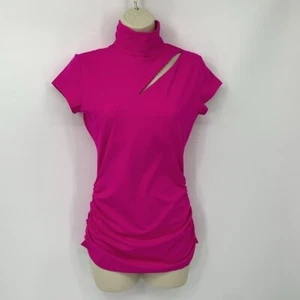Susana Monaco cut-out shirt top blouse jersey knit magenta pink ruched new Small - Picture 1 of 9
