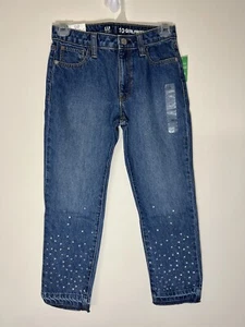 NWT Gap Girlfriend Jeans Girls Size 10 Shiny Rhinestones Washwell Denim - Picture 1 of 10