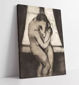 EDVARD MUNCH, THE KISS (1895) LOVERS PAINTING -DEEP FRAMED CANVAS WALL ART PRINT - Picture 1 of 2