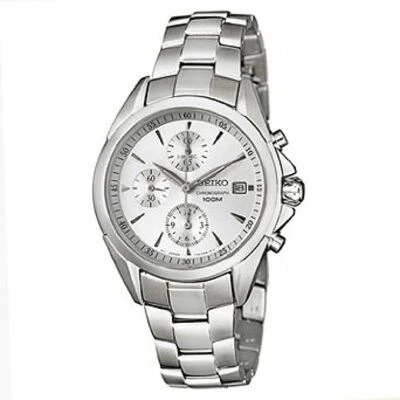 Reloj Seiko Damas Cronógrafo 100m Cuarzo Acero Inoxidable Esfera Plateada SNDY29P1 Foto 1 de 2