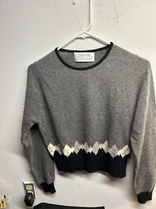 Kaschmir Pullover Saks Fifth Avenue Gr. Small/Petite Raglinärmel Argyle Akzent - Bild 1 von 5