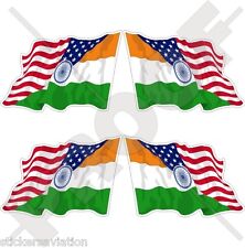 USA United States America-INDIA American & Indian Flying Flag 50mm Stickers x4