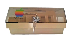 Floppy Disc Holder 3.5 Storage w/Lock & Key Apple Computer Rainbow Logo Sticker - Picture 1 of 11