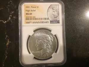 2021 Modern Silver Peace Dollar NGC MS-69 High Relief - Picture 1 of 3