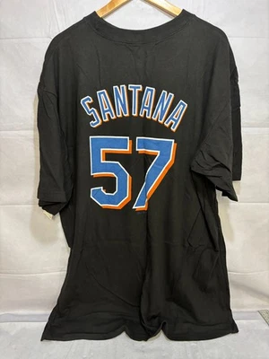 Camisa New York Mets Majestic Para Hombres Santana #57 Negra Gráfica Manga Corta XL Alta Foto 1 de 4