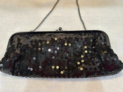 "Bolso sin asas Ann Taylor Loft pequeño de noche con lentejuelas correa de cadena 9""x4,5""" Foto 1 de 4