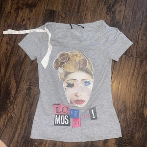 LOVE MOSCHINO Lucille kurzärmliges schulterfreies Baumwollshirt Oberteil USA 4 Small - Bild 1 von 8