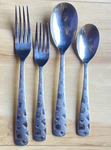 Cambridge Bedrock Sand Forks Spoons Geometric Modern Frosted Glossy Squares Mix - Picture 1 of 6