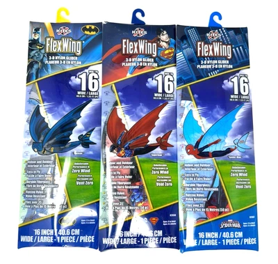 3 Glider X Kites FlexWing Superman Batman Spiderman 3D Nylon NEW DC Comic Marvel - Image 1 of 2