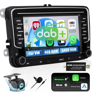 Radio de coche DAB+ Android 15 Carplay GPS 4+64 GB para VW GOLF 5 6 Passat Touran Polo - Imagen 1 de 24