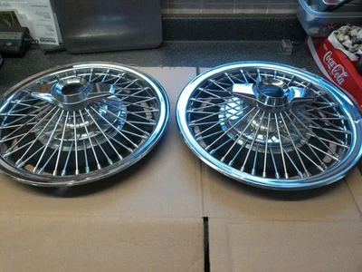 Wheel Covers Pair 1965-1967?? Buick Special 14" inch Wire Spoke Spinner Hubcaps - Image 1 of 4
