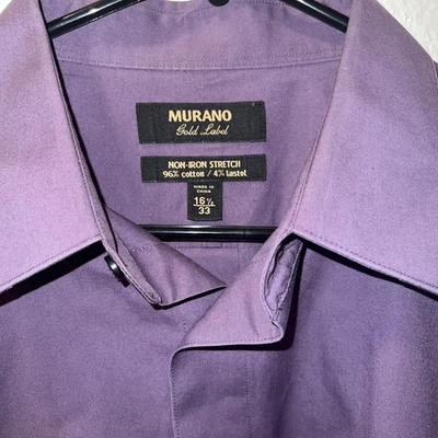 Camisa de vestir de manga larga con etiqueta dorada 16,5/35 de Murano para hombre púrpura claro Foto 1 de 4