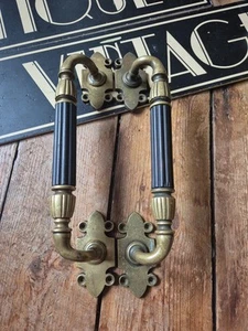 Large antique bronze ebony old arts and crafts Door Handles Pulls 14 inch - Picture 1 of 14