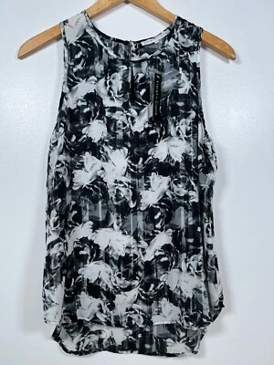 NUEVO CON ETIQUETAS Mujer Mediana M Violeta + Claire Blusa Sin Mangas Camiseta sin Mangas Camisa Floral Flujo Foto 1 de 4