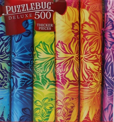 500 Pieces Jigsaw Puzzle Rainbow Hawaiian Fabric Puzzlebug Deluxe 20X12 - Image 1 of 3