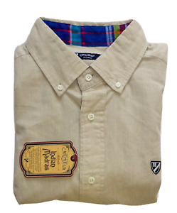 Daniel Cremieux Mens S/S Shirt Tan BIG 2X Indian Madras Cotton NWT (DSS45)