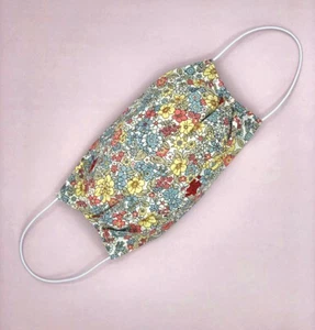 Baumwoll Gesichtsmaske mit Filtertasche waschbar Handarbeit bunt Pastell Blumen - Bild 1 von 6