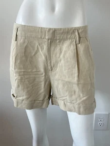 Vince Linen Blend Shorts Khaki Size 8 - Picture 1 of 4