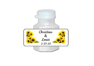 30 Sonnenblume Hochzeit Gastgeschenke, Mini Blase Etiketten, Aufkleber, Tags, personalisiert - Bild 1 von 2