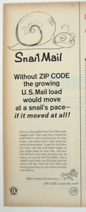 Vintage USPS Snail Mail Advertising Print 1960s ZIP Code Before Email AD - Picture 1 of 2