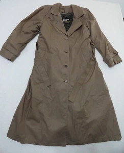 London Fog Ladies Trench Coat with Scarf Size 8 regular Dark Tan Zip Out Liner. - Picture 1 of 11