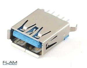 Connecteur à souder USB 3.0 femelle type A Female 180° connector to solder - Imagen 1 de 5