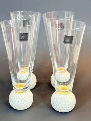 Juego de 4 vasos de cerveza para pelotas de golf de cristalería Pilsner agujero circular en uno Foto 1 de 4