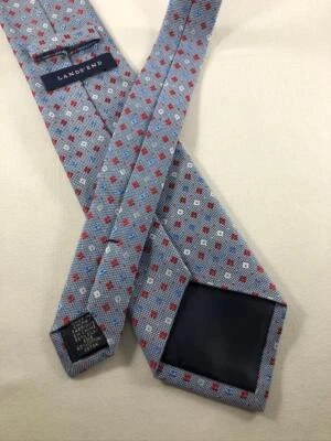 Corbata XL LANDS' END Mezcla Seda ~ $60 CLARO X-LARGO Azul Rojo Blanco Diamante Granadina Foto 1 de 2