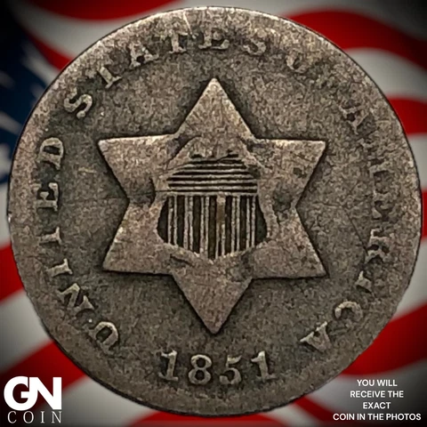 1851 3 Cent Silver Piece  Q7260 Cover