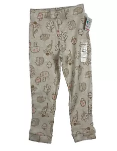 Garanimals Joggers Pants Toddler Girls Size 5T Waffle Knit Beige Hedgehogs - Picture 1 of 6