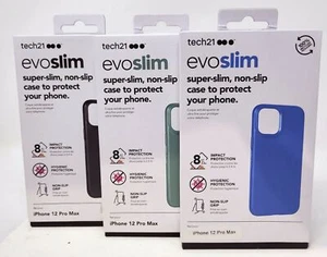 Tech21 EvoSlim Case for Apple iPhone 12 Pro Max 6.7" Non-Slip Slim Cover - Picture 1 of 8