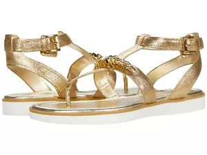 MICHAEL KORS Farrow Thongs Flat Slingbacks Sandals Pale Gold Leather US Size 11 - Picture 1 of 7