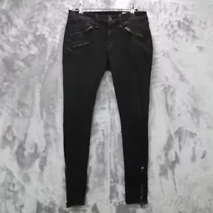 Rag & Bone Jeans Women's 28 Black Wax Coated Low Rise Zipper Ankle Skinny - Picture 1 of 22