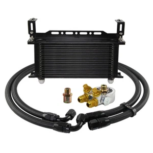 Universelles 19 Reihiges Ölkühler Kit 80 °C Thermostatadapter 3/4 x16UNF Schwarz - Picture 1 of 12
