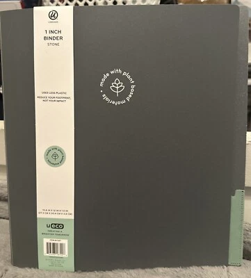 Carpeta de plástico de 3 anillos de piedra de color de 1 pulgada, consciente del medio ambiente U Brands para papel Foto 1 de 3