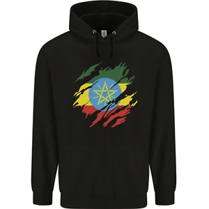 Torn Ethiopia Flag Ethiopian Day Football Childrens Kids Hoodie - Picture 1 of 39