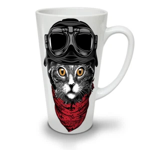 Wellcoda niedliche Mode Pilot Katze Latte Becher 12/17oz - Bild 1 von 15