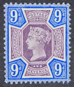GB SG209 QV 1887 9d stumpf lila & blau., Jubiläumsausgabe, postfrisch montiert - Bild 1 von 2