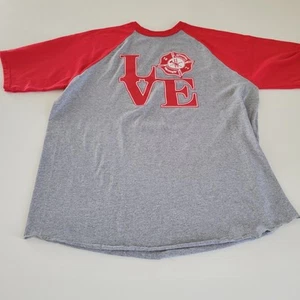Philadelphia LOVE Fire Department Gray Red Raglan Jersey T Shirt Size 2XL EUC - Picture 1 of 7