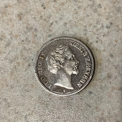 1876 D GERMAN STATES BAVARIA 2 MARK LUDWIG II IMPERIAL EAGLE COIN - Image 1 of 2