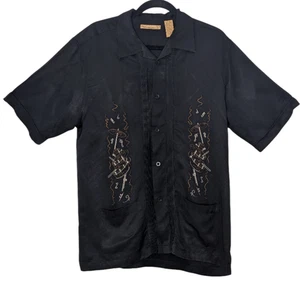 The Havanera Co. Men's Cuban Style Button Up Shirt M Black Short Sleeve Mariachi - Picture 1 of 9