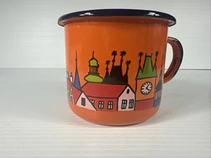 Tazza Smaltum Zirconi Smaltata Blu Colorata Paesaggio Urbano Praha Repubblica Ceca - Foto 1 di 4