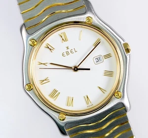 Ebel Classic Uhr Sportwave 34mm Unisex 183903 Edelstahl Bicolor 18k Goldlünette - Picture 1 of 9