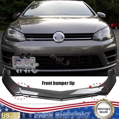For 2017 Volkswagen Golf R Front Bumper Lip Carbon Style 4PCS Add-on Body Kits Foto 1 de 4