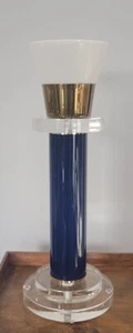 Vintage Bauer Clearlite Blue Clear Lucite Torchiere Table Lamp - Picture 1 of 10
