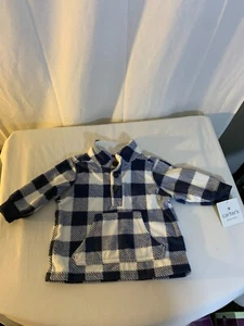 Carter's Playwear Baby Boys Coat Jacket with Pockets Plaid Blue/White 3-Months - Picture 1 of 8
