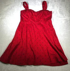 Torrid Swing Dress Womens Sz 20 Red Anchors Away Polka Dot Rockabilly Pin Up - Picture 1 of 13
